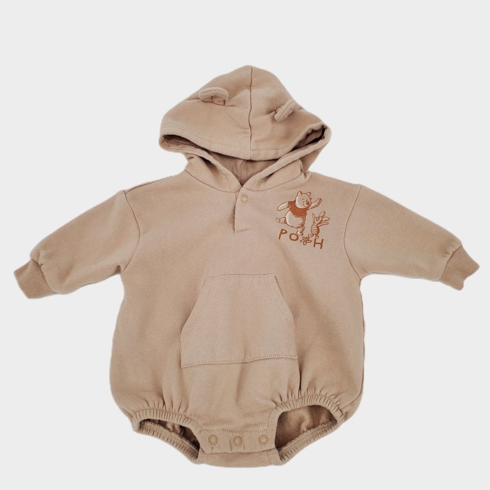 Disney Baby 3-6 Months Winnie the Pooh Piglet Hooded Bubble Romper Tan 03C9617PH